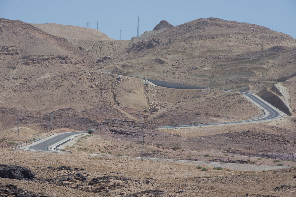 Jordan's Dead Sea to Madaba road. It's steep. Very steep!