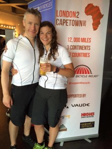 James and Emily cycling from London to Cape Town