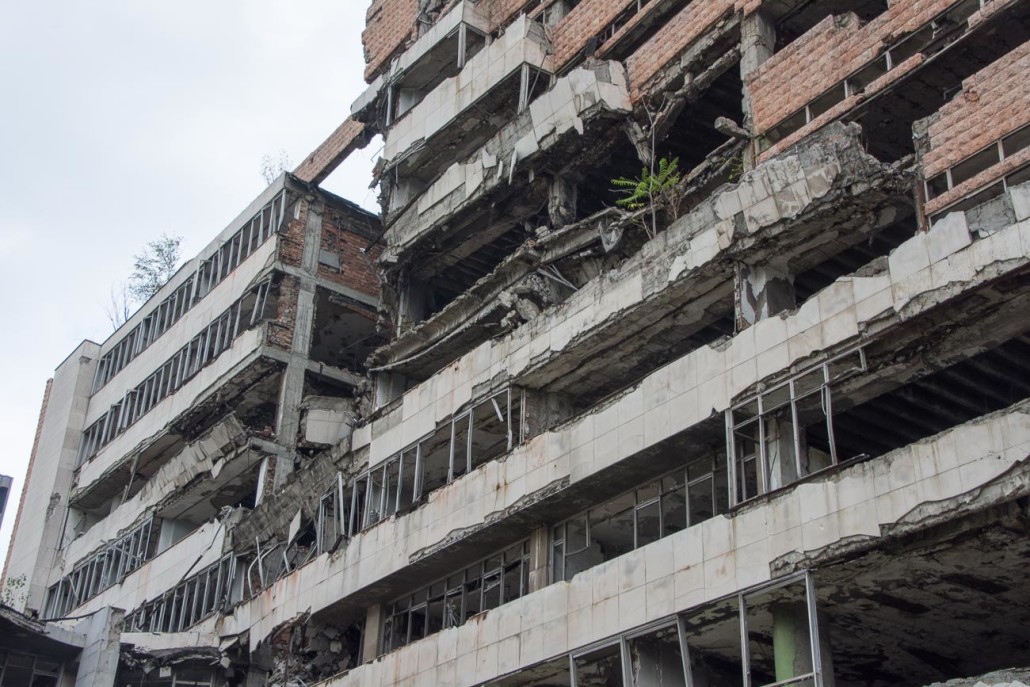Ministry of defense building in Belgrade damaged during the 1999 NATO bombing.
