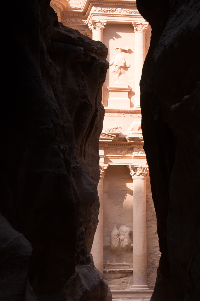 The first glimpse of the Treasury in Petra 