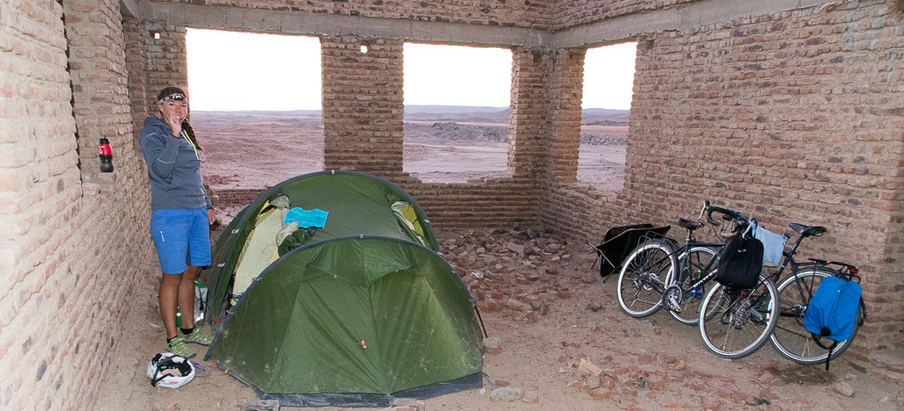 Camping in a disused building in the Nubian desert