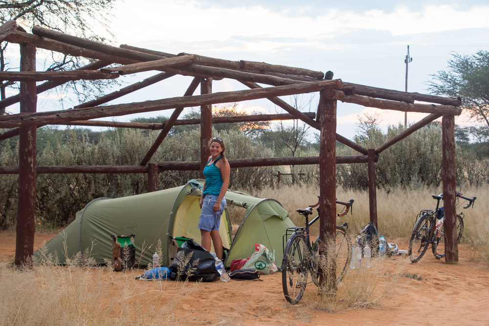 Camping at the biltong shop halfway between Gobabis and Windhoek