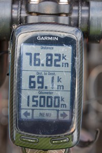 Reaching 15,000km on our 145km ride into Livingstone.