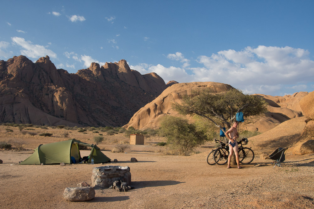 Enjoying a shower and the solitude of the campsites at Spitzkoppe